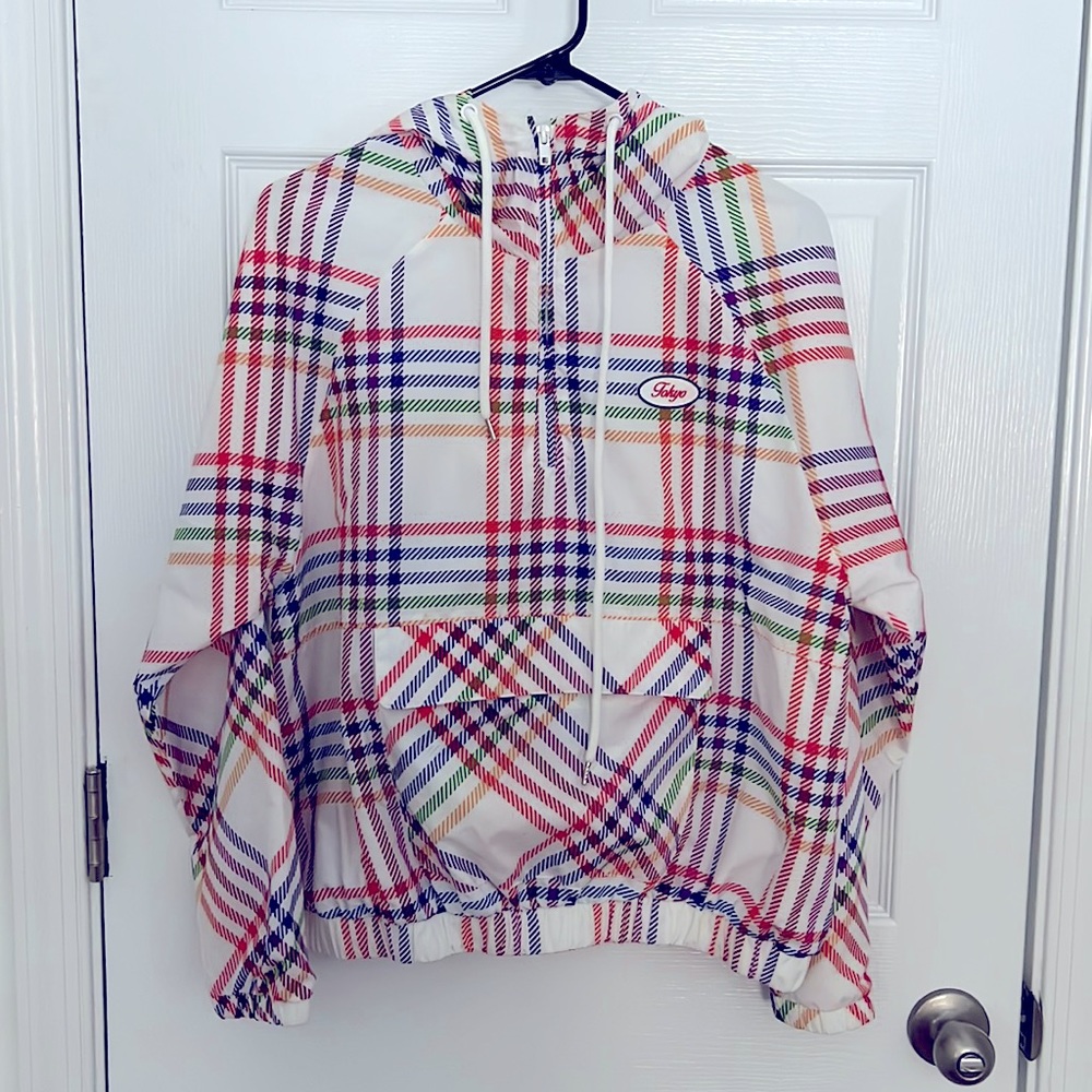 White Multicolored Windbreaker